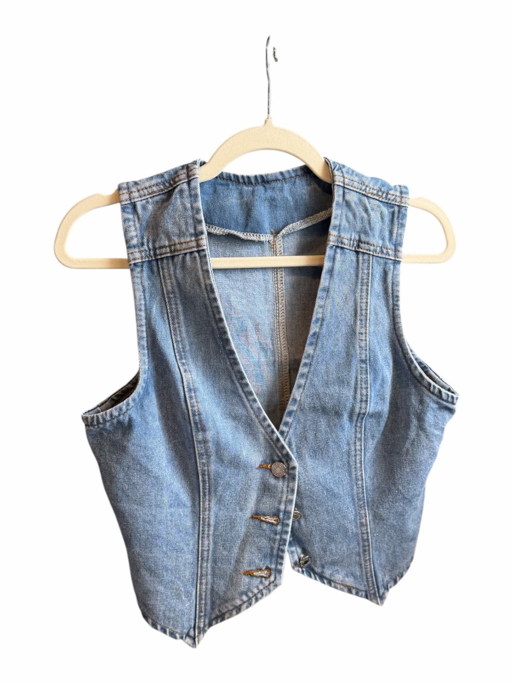Light Blue Denim Button-Front Women's Vest